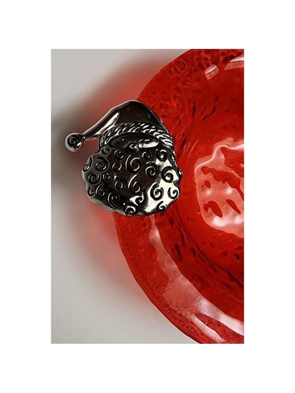 Lots of 2 Christmas Santa & Reindeer Glass dish with Santa 6.5” - Picture 6 of 10